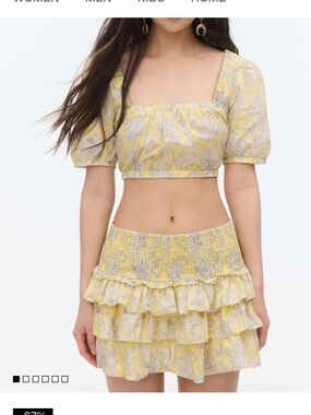 H&M Yellow Paisley Two-Piece Crop Top & Skirt Set